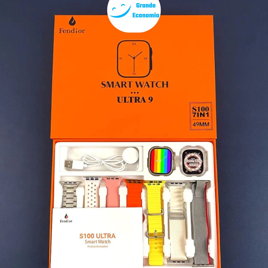 SmartWatch Série 9 ultra™ [Brindes: 7 Pulseiras + Case]