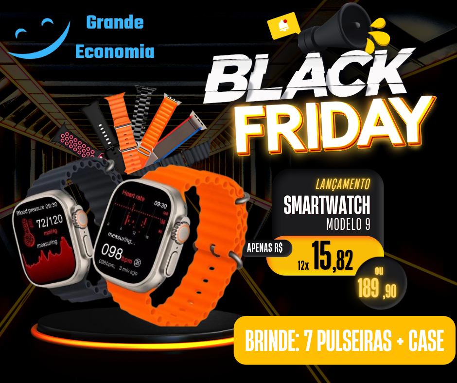 SmartWatch Série 9 ultra™ [Brindes: 7 Pulseiras + Case]