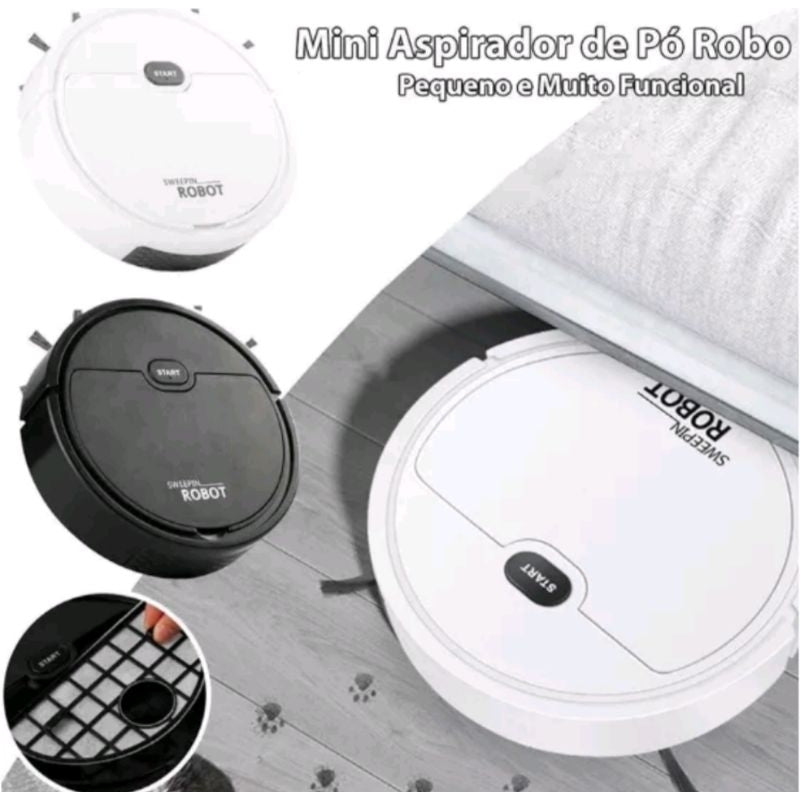 Aspirador Robô 2 em 1 Aspira e Passa Pano Recarregável USB